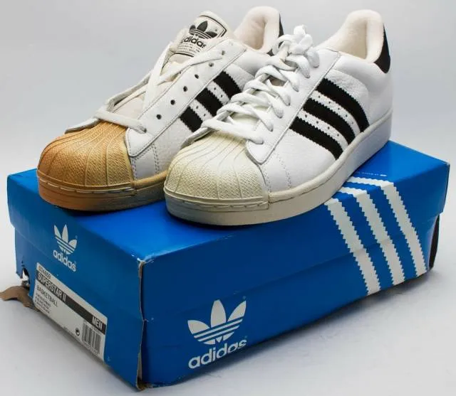 Adidas men's vintage 2000 superstar 2 cs tumble leather 034859 white/black sz 9