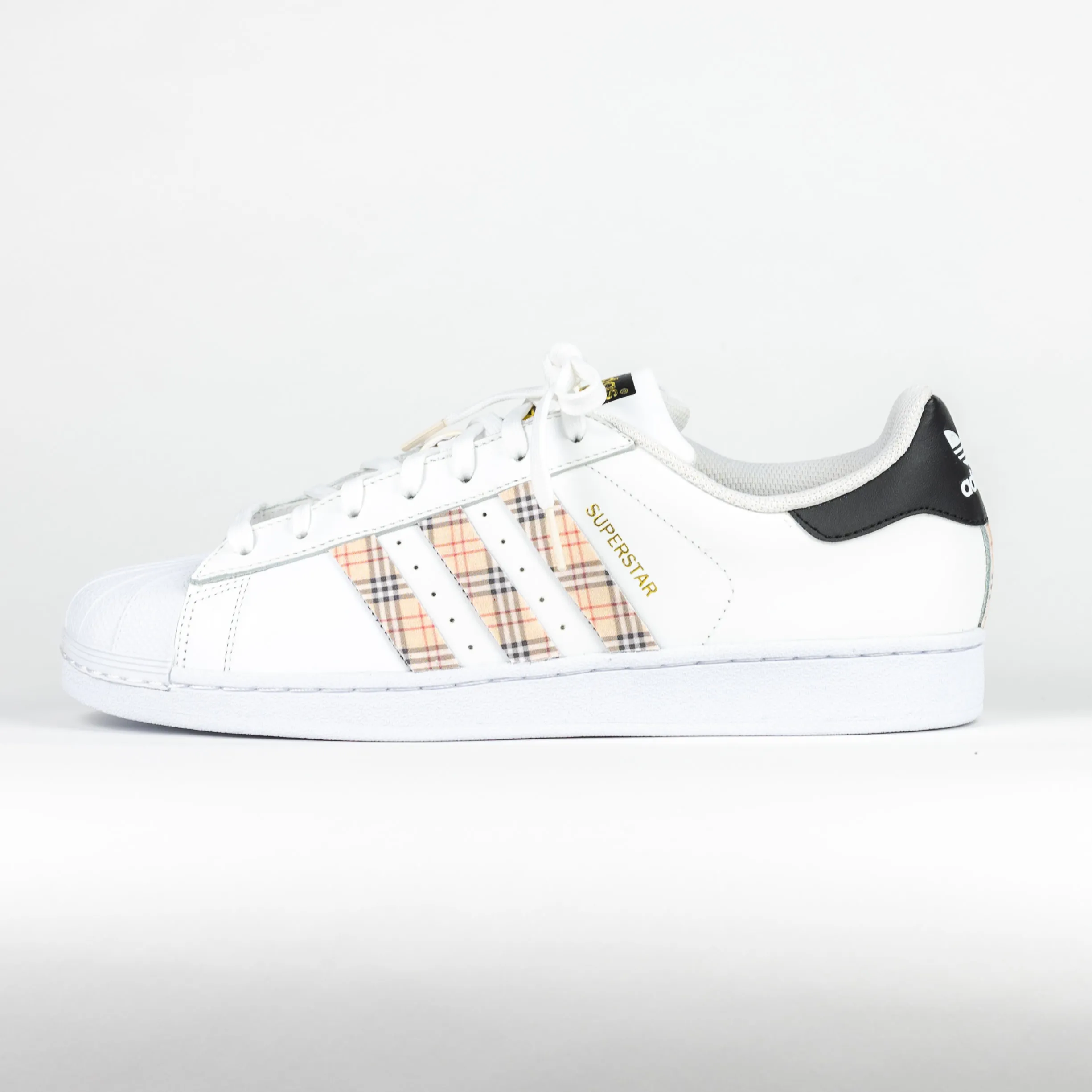 Adidas Superstar Custom White 'Plaid' Premo Shell Toe Edition