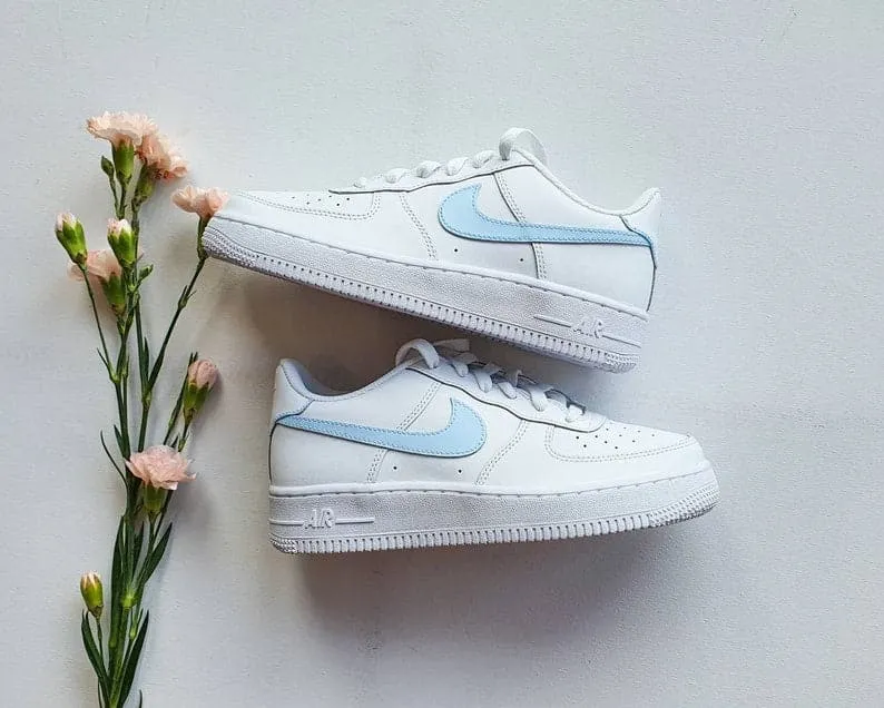 Baby Blue Tick Hand-painted Custom Nike Air Force 1