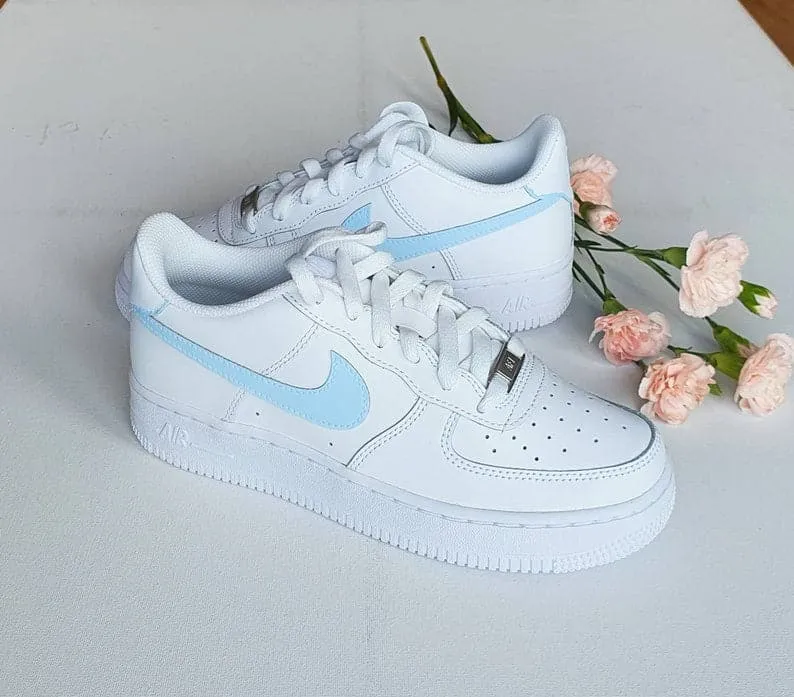 Baby Blue Tick Hand-painted Custom Nike Air Force 1