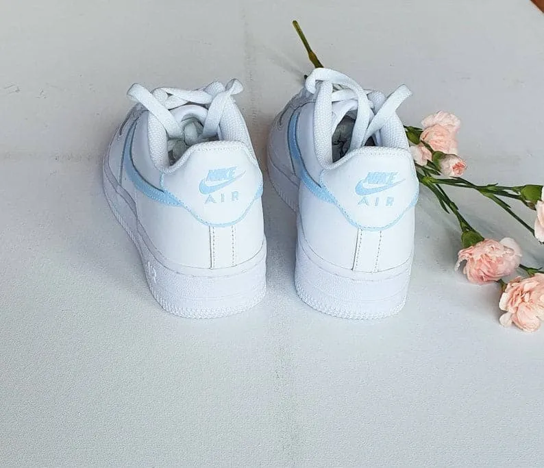 Baby Blue Tick Hand-painted Custom Nike Air Force 1