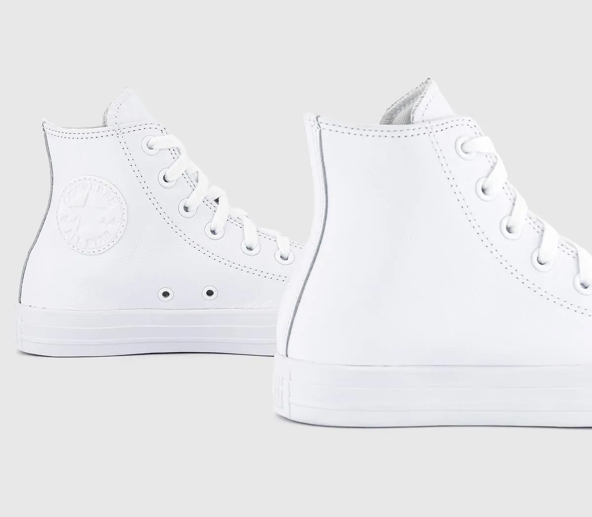 Converse All Star Hi Leather White Mono Leather Trainers