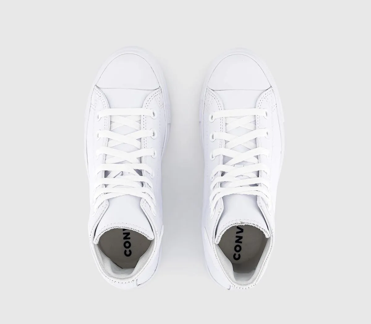 Converse All Star Hi Leather White Mono Leather Trainers