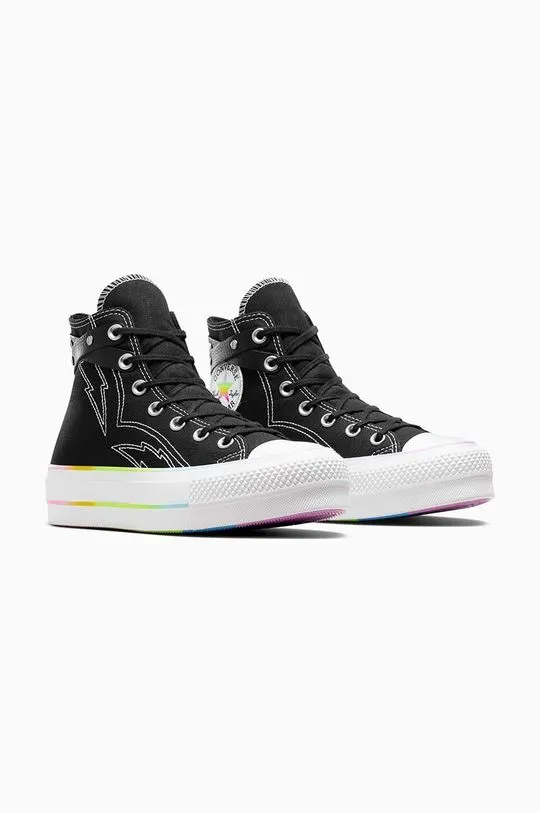 Converse trainers Chuck Taylor All Star Lift Hi Pride women's black color A10218C