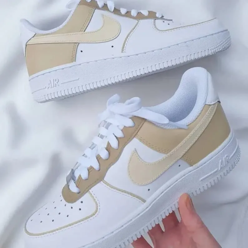 custom air force 1 cream begie nike air