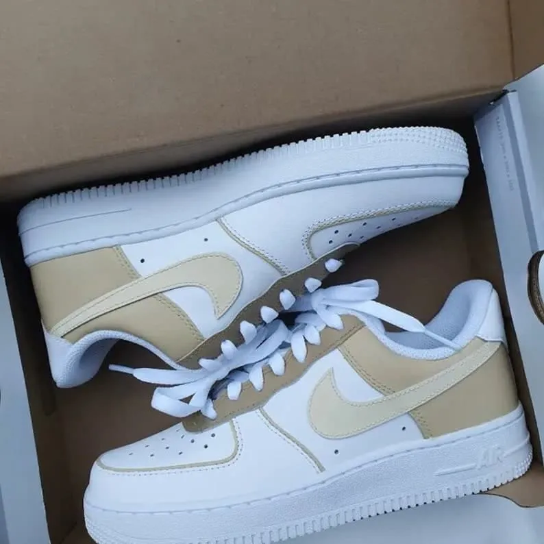 custom air force 1 cream begie nike air