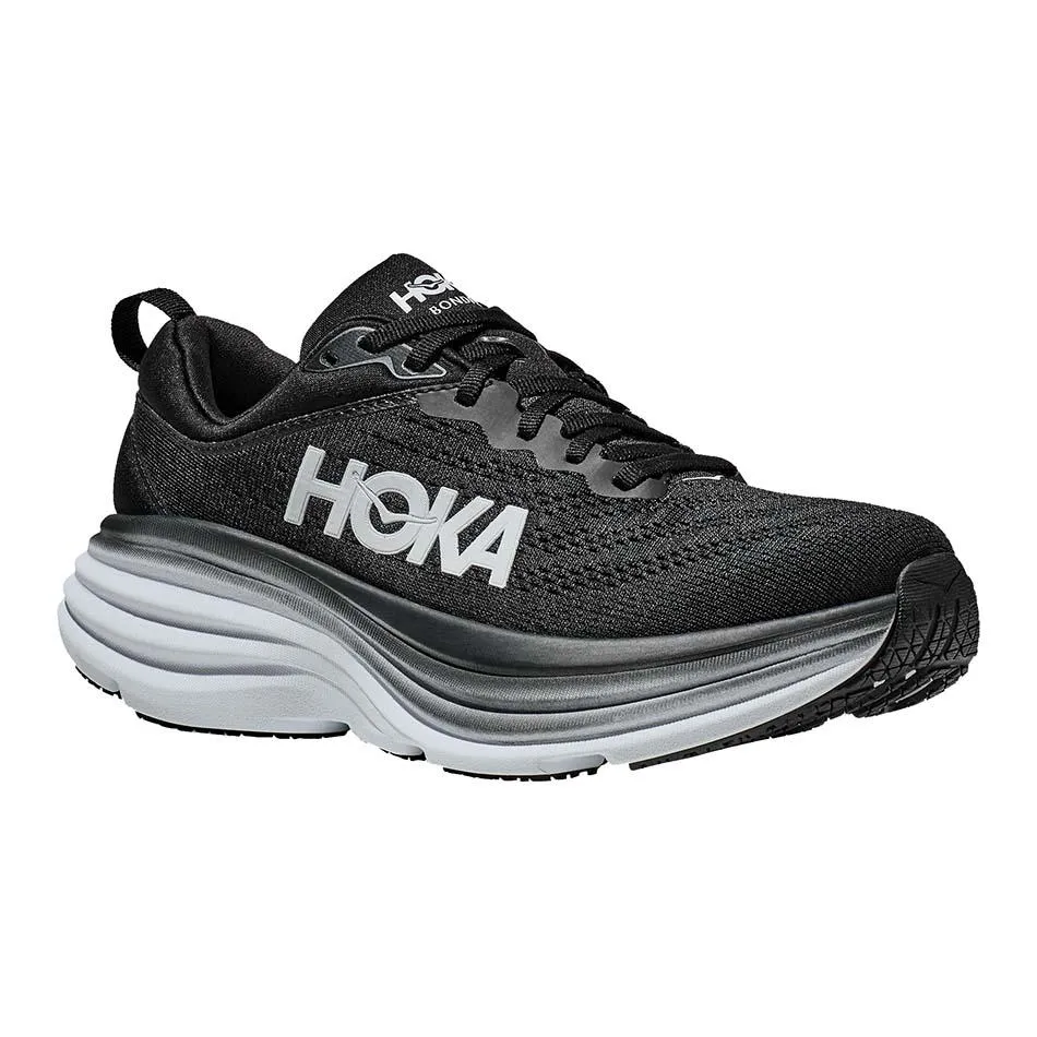 HOKA WOMEN'S BONDI 8 BLACK/WHITE (WIDE)