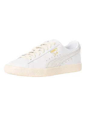 Puma Clyde Base Leather Trainers - White/Frosted Ivory