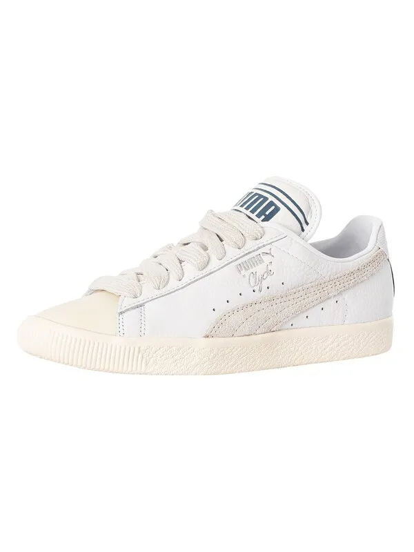 Puma Clyde Q3 Rhuigi Leather Trainers - Pristine/Sedate Grey/White