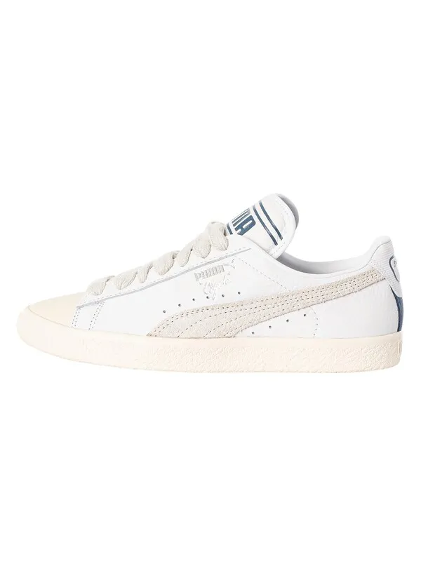 Puma Clyde Q3 Rhuigi Leather Trainers - Pristine/Sedate Grey/White