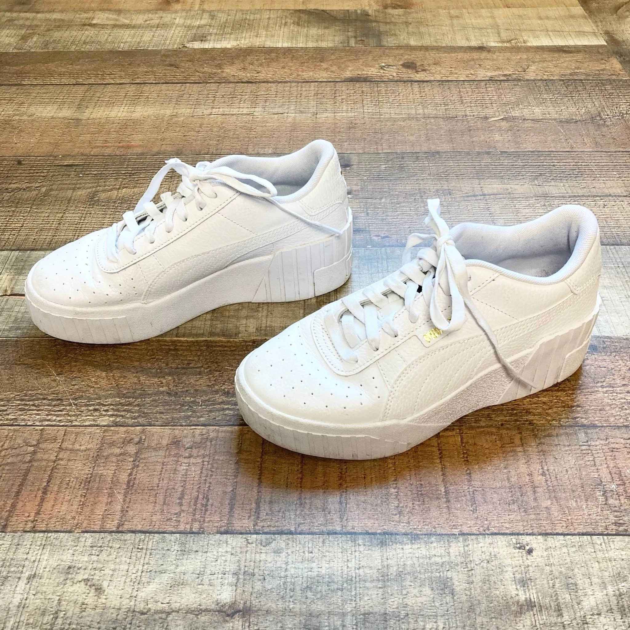 Puma White Leather Cali Wedge Sneakers- Size 7.5 (see notes)