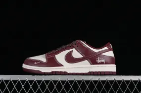 Stussy x Nike SB Dunk Low Dark Red Off White BB9898-001