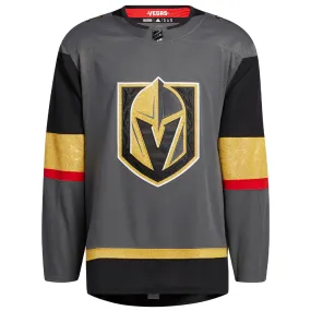 VEGAS GOLDEN KNIGHTS ADIDAS ADIZERO PRIMEGREEN AUTHENTIC GREY HOME JERSEY