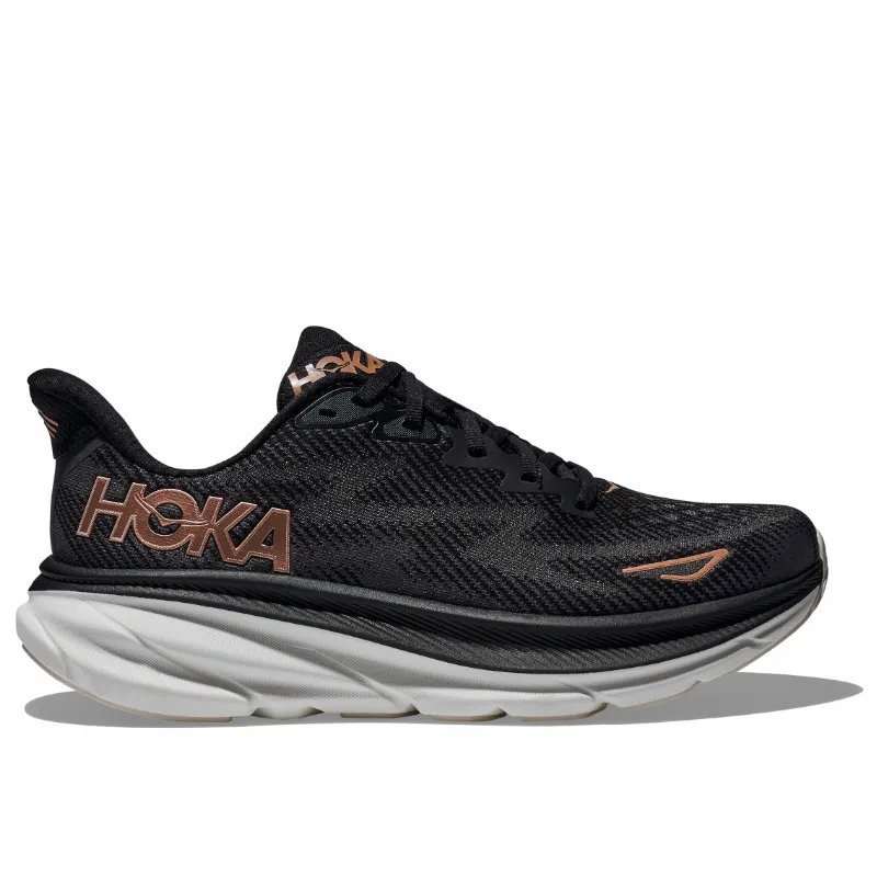 Women’s HOKA Clifton 9 – Black/Rose Gold (BRGL)